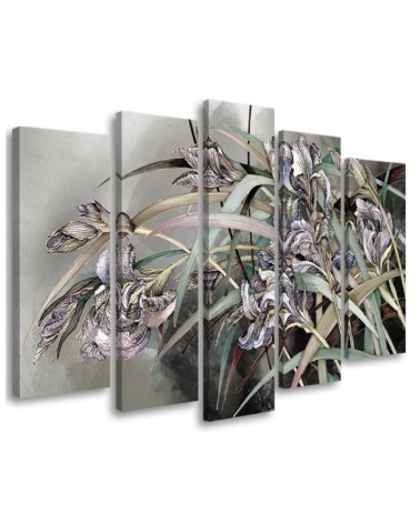 Canvas print for living room canvas - Irises flowers on concrete background | FEEBY