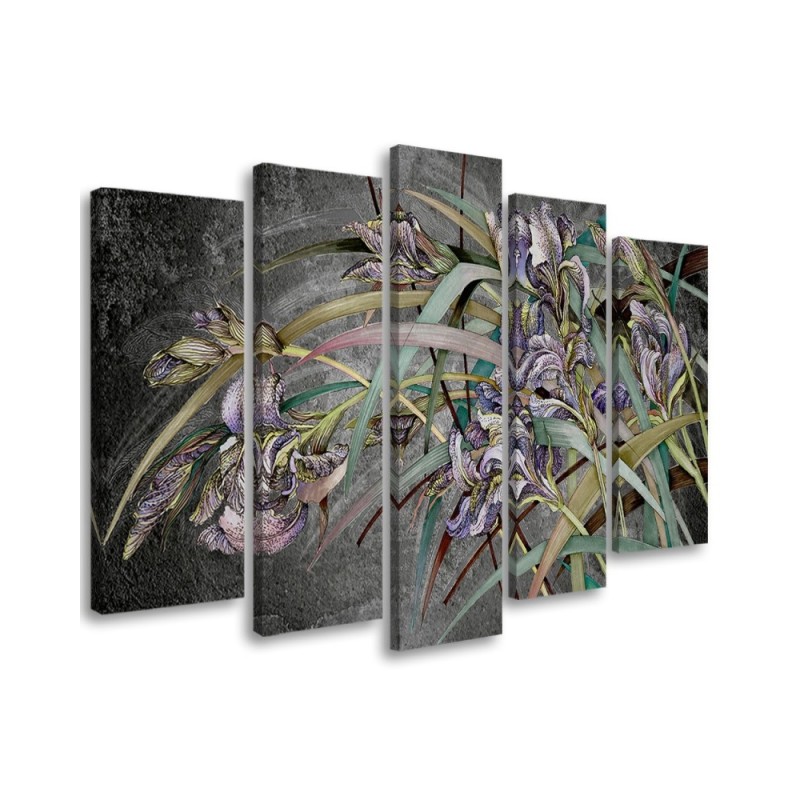 Wandbild für Wohnzimmer - Iris Blumen im Wind | Feeby