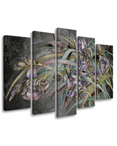 Wandbild für Wohnzimmer - Iris Blumen im Wind | Feeby