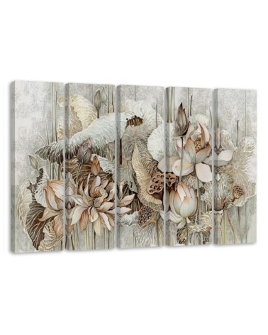 Flowers of the sacred lotus - 5-piece Canvas painting | FEEBY