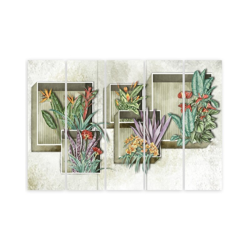 Bild auf Leinwand - Quadratkisten Regale mit Blumen | Feeby