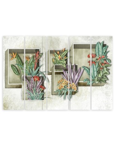 Bild auf Leinwand - Quadratkisten Regale mit Blumen | Feeby