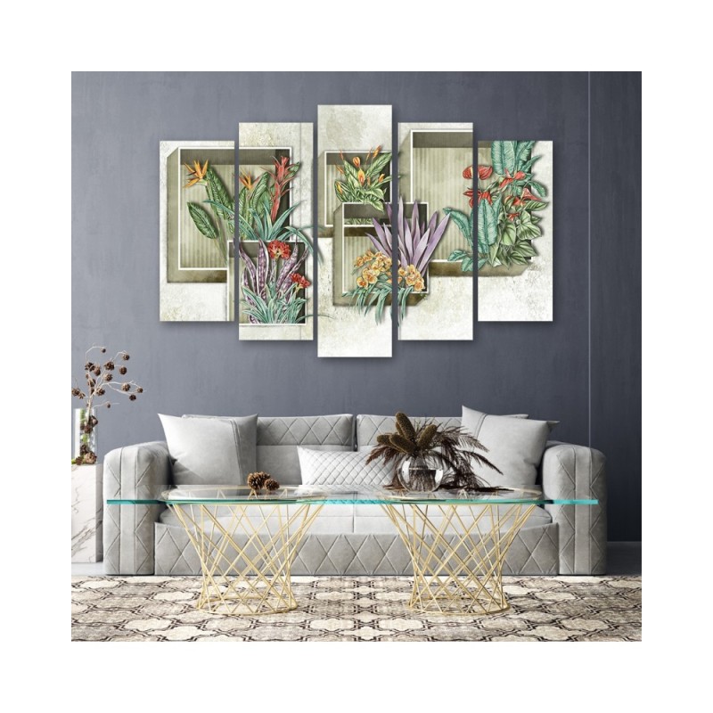 Leinwanddruck - Quadratkisten Regale mit Blumen | Feeby