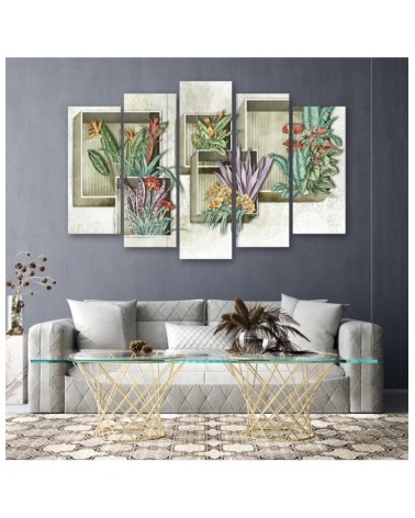 Leinwanddruck - Quadratkisten Regale mit Blumen | Feeby