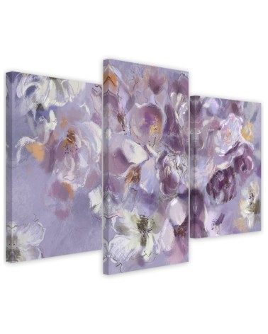 Iris flower purple - 3 piece painting for living room | FEEBY