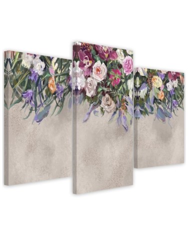Drooping flowers - 3 part canvas painting | FEEBY