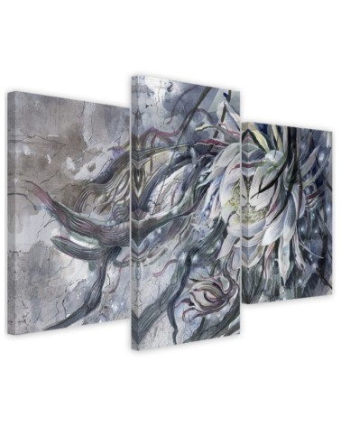 3-part Canvas painting for bedroom - Queen of the night flower | FEEBY