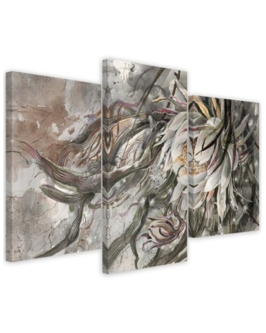 3-part Canvas painting for bedroom - Queen of the night flower | FEEBY