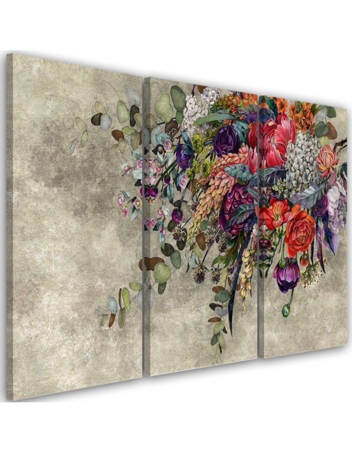 Bouquet of flowers - 3-part painting on canvas | FEEBY
