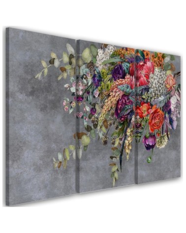 Bouquet of flowers - 3-piece painting for living room | FEEBY