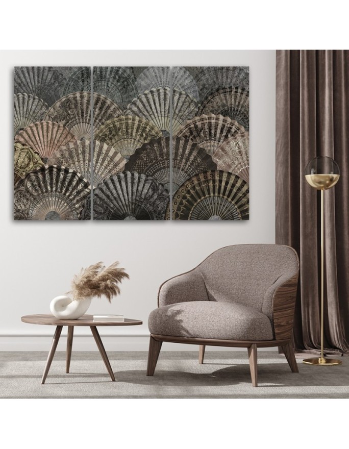 Luxury fans - Modern 3 part Canvas painting | FEEBY