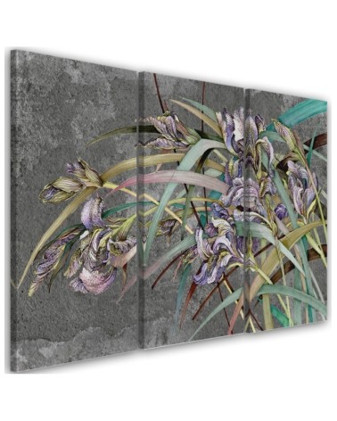 Irises flowers in the wind - Modern 3-part Canvas painting | FEEBY