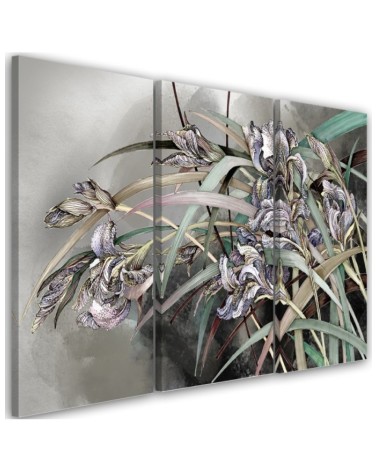 Flowers Irises in the wind - Modern 3-part painting | FEEBY