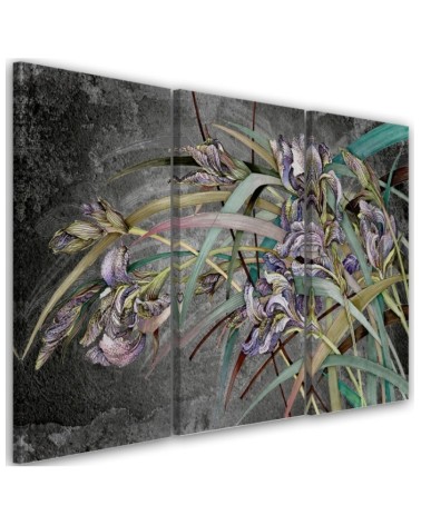 3 piece Canvas painting - Irises flowers in the wind | FEEBY