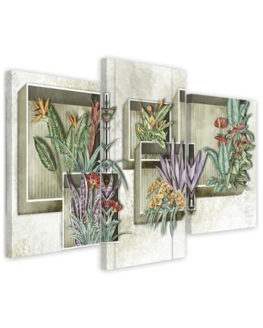 Wall painting - Square boxes shelves with flowers | FEEBY