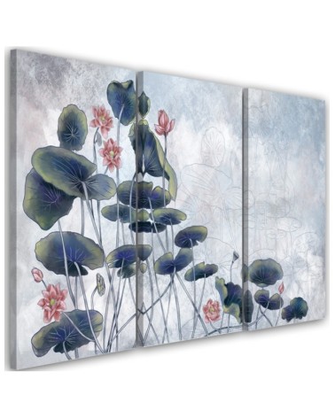 Wall art painting - Red water lily | FEEBY