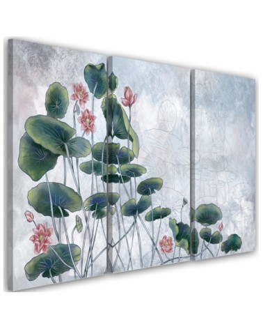 Modern painting for bedroom - Red water lily | FEEBY
