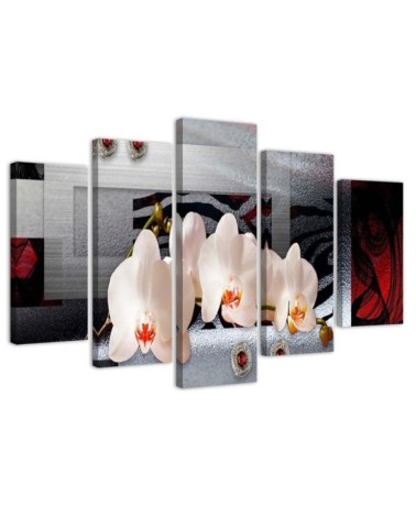 Wandbild für Wohnzimmer - Abstrakte Orchideen Weiß | Feeby