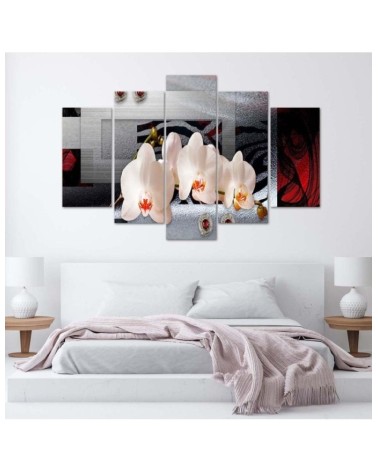 Wandbild für Wohnzimmer - Abstrakte Orchideen Weiß | Feeby