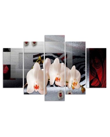 Wandbild für Wohnzimmer - Abstrakte Orchideen Weiß | Feeby