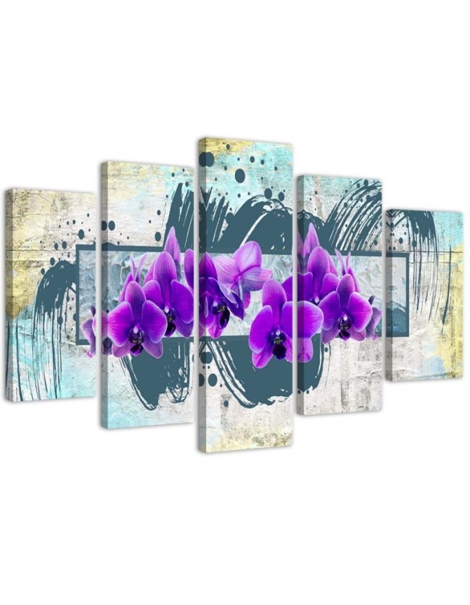 Dekoratives Leinwandbild - Orchideen Violett Abstraktion | Feeby