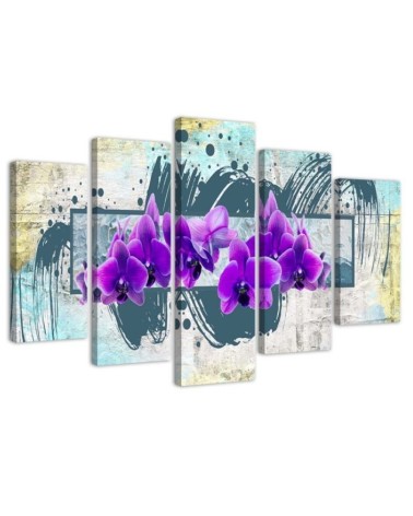 Purple orchid flowers - 5 part flower painting | FEEBY