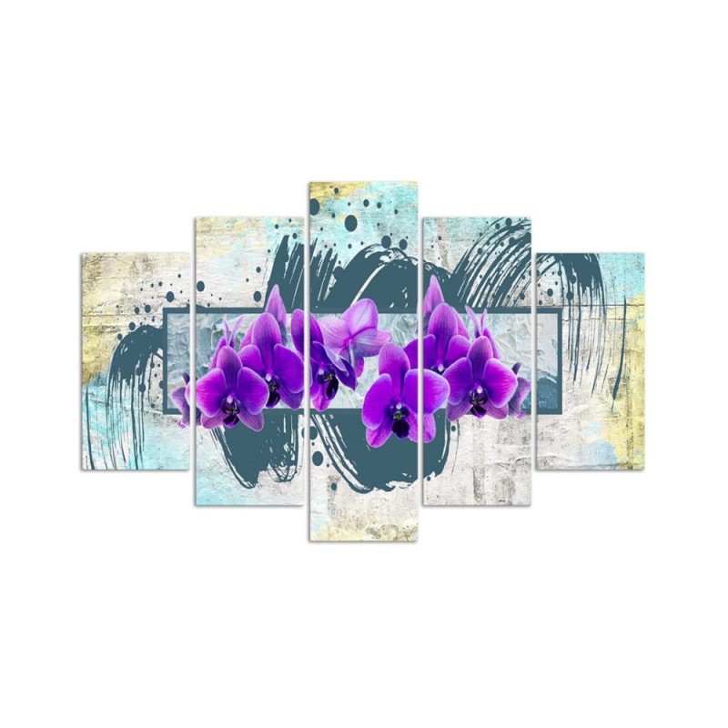 Dekoratives Leinwandbild - Orchideen Violett Abstraktion | Feeby