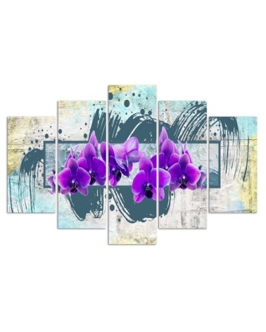 Dekoratives Leinwandbild - Orchideen Violett Abstraktion | Feeby