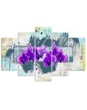 Fioletowe kwiaty orchideii - Obraz z kwiatami 5 częściowy | FEEBY
