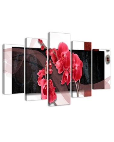 Composition with red orchids - 5-piece painting | FEEBY