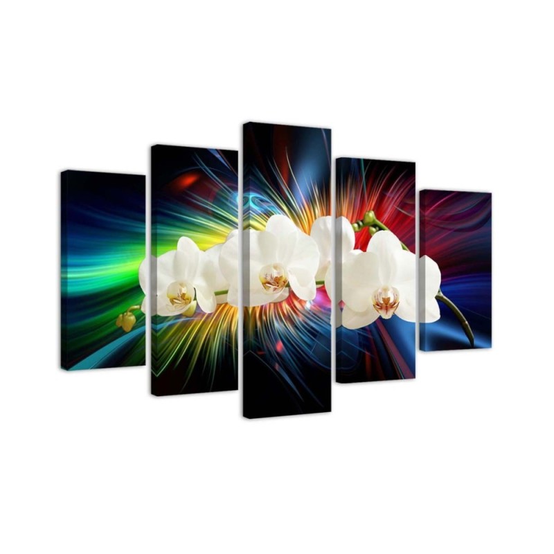 Wandbild für Wohnzimmer - Bunte Orchidee | Feeby