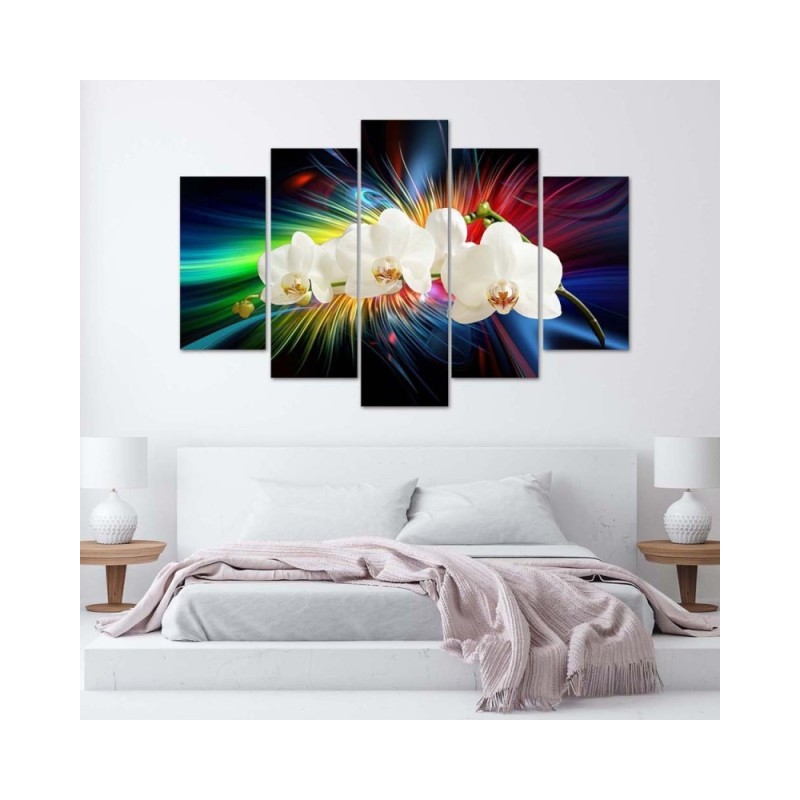 Wandbild für Wohnzimmer - Bunte Orchidee | Feeby