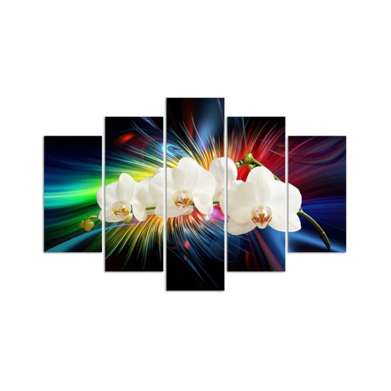 Wandbild für Wohnzimmer - Bunte Orchidee | Feeby