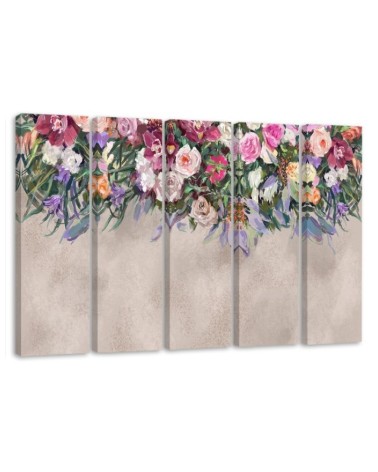 5 Piece Modern painting for bedroom - Colourful hanging flowers | FEEBY