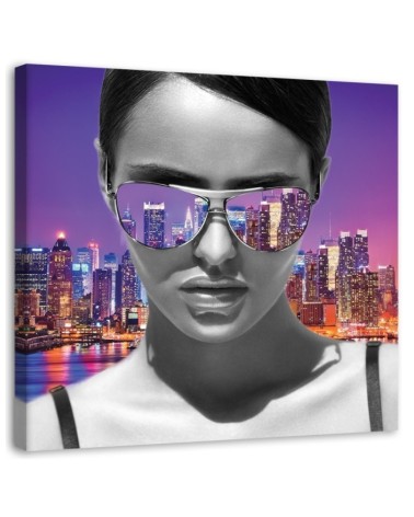 Leinwandbild modern - Pop Art Frau in New York | Feeby