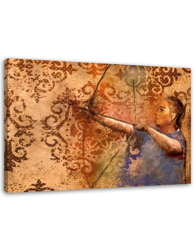 Leinwandbild - Frau schießt mit einem Bogen | Feeby