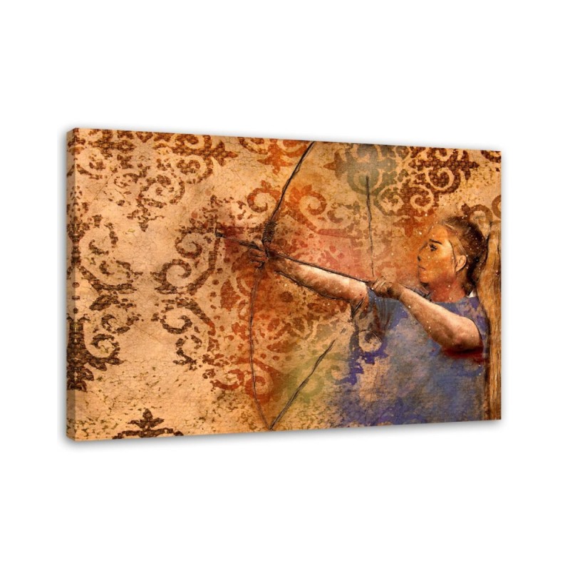 Leinwandbild - Frau schießt mit einem Bogen | Feeby