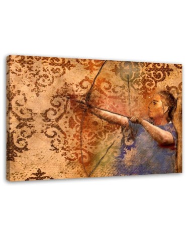 Leinwandbild - Frau schießt mit einem Bogen | Feeby