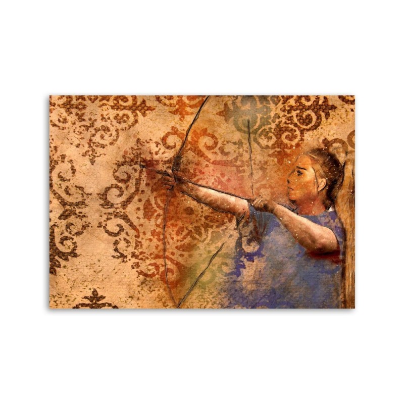 Leinwandbild - Frau schießt mit einem Bogen | Feeby