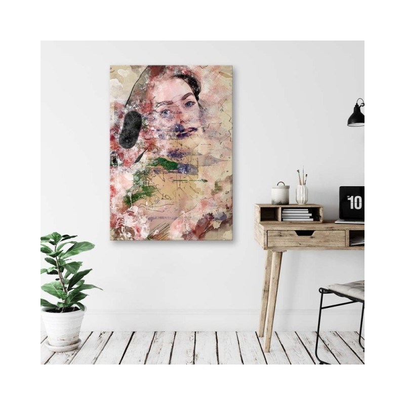 Wandbild für Wohnzimmer - Abstraktes Gesicht einer Frau | Feeby