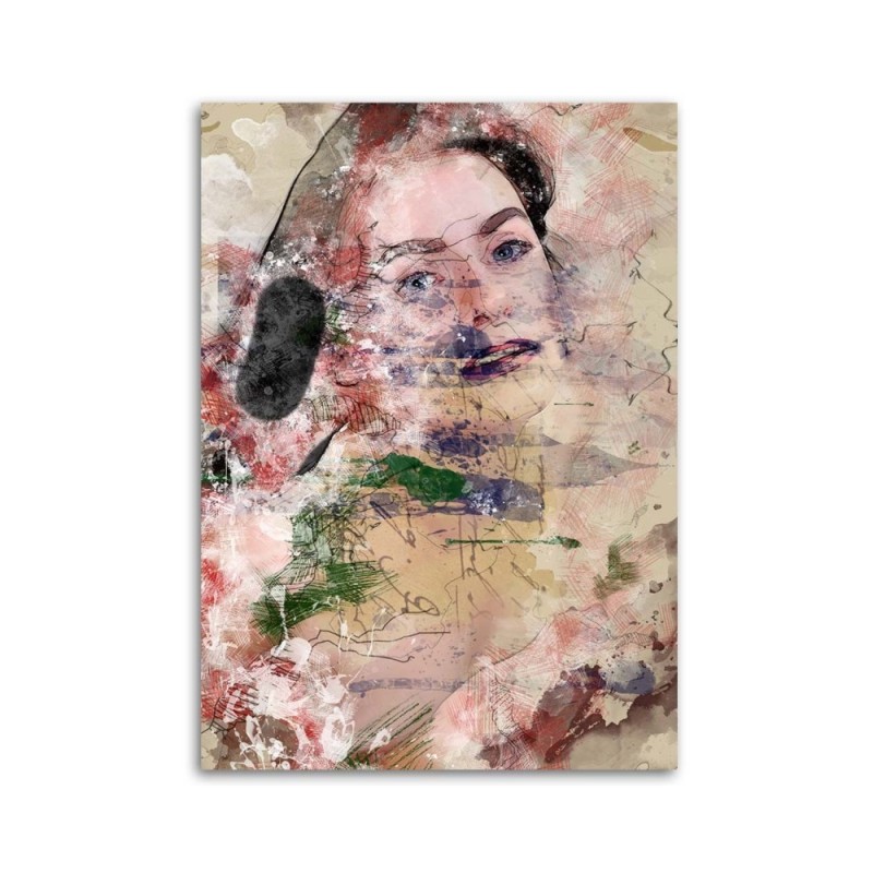 Wandbild für Wohnzimmer - Abstraktes Gesicht einer Frau | Feeby