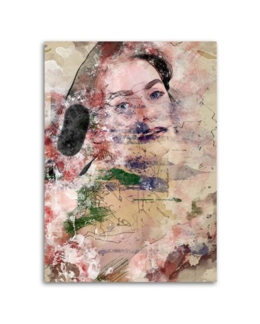 Wandbild für Wohnzimmer - Abstraktes Gesicht einer Frau | Feeby