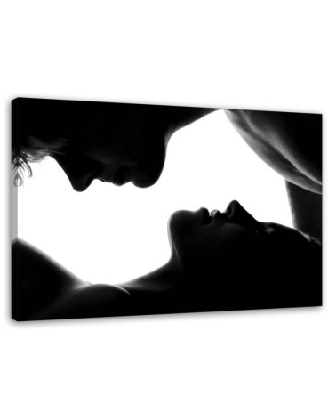 Couple in nude kiss - Black and white Canvas prints | FEEBY