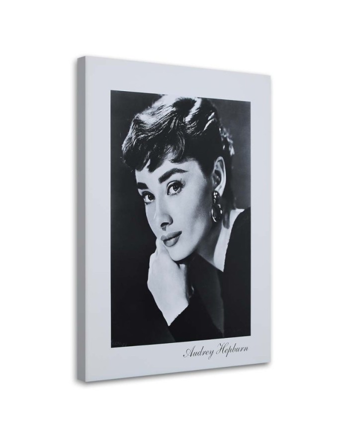 Bild auf Leinwand - Audrey Hepburn - Schwarz-Weiß-Porträt | Feeby