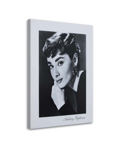 Bild auf Leinwand - Audrey Hepburn - Schwarz-Weiß-Porträt | Feeby