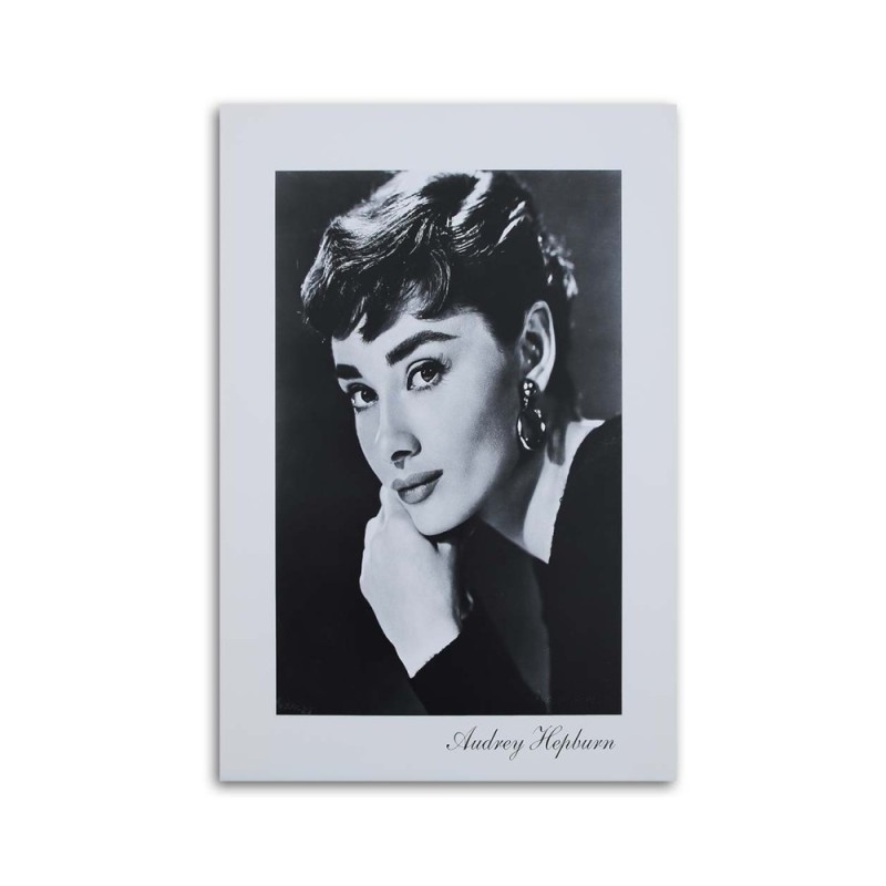 Bild auf Leinwand - Audrey Hepburn - Schwarz-Weiß-Porträt | Feeby