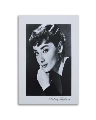 Bild auf Leinwand - Audrey Hepburn - Schwarz-Weiß-Porträt | Feeby