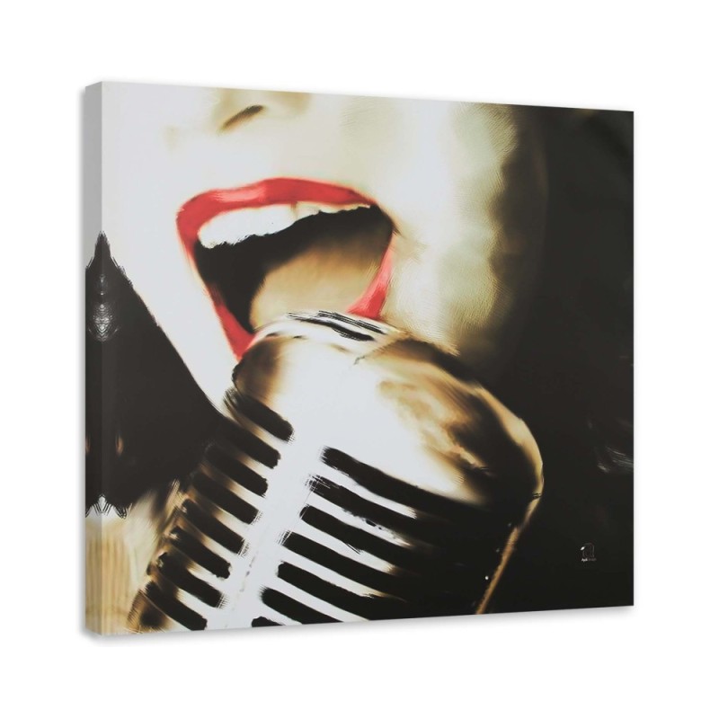 Modernes Wandbild - Mund einer singenden Frau | Feeby