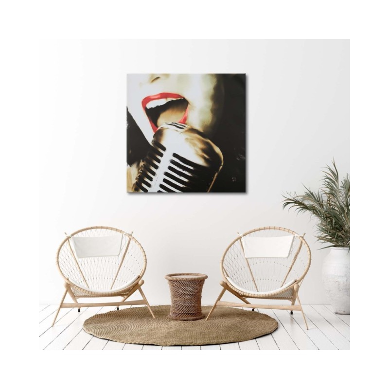 Modernes Wandbild - Mund einer singenden Frau | Feeby