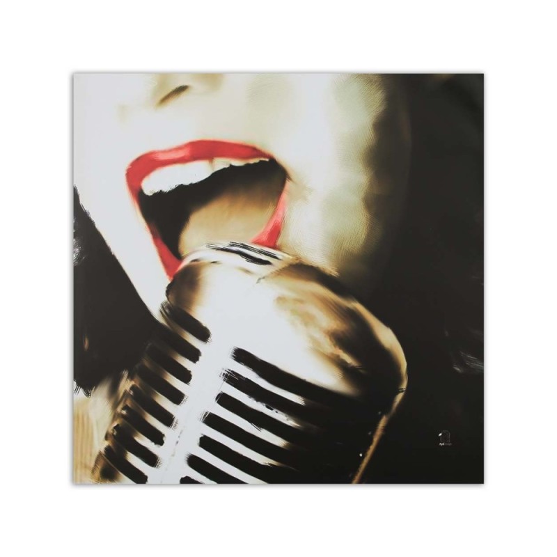 Modernes Wandbild - Mund einer singenden Frau | Feeby